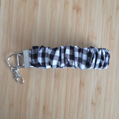 Black Gingham - Scrunchie Wristlet Keychain