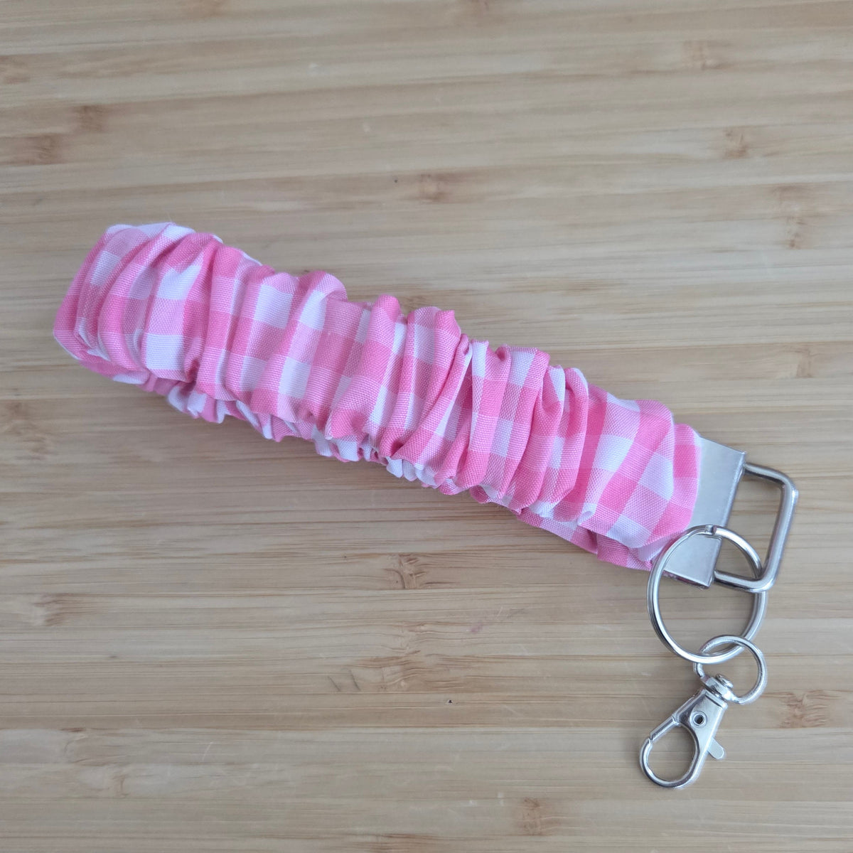Pink Gingham - Scrunchie Wristlet Keychain