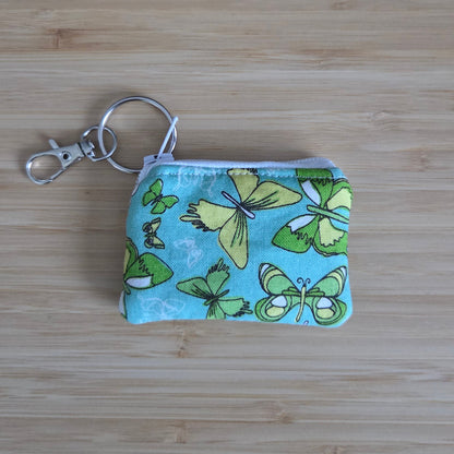 Green Butterflies - Mini Coin Purse Keychain
