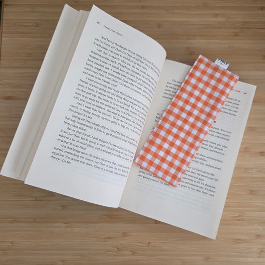 Fabric Book Mark - Orange Gingham
