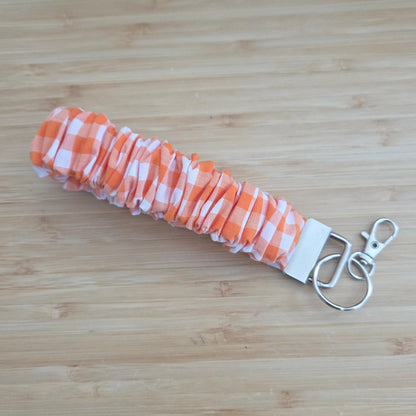 Orange Gingham - Scrunchie Wristlet Keychain