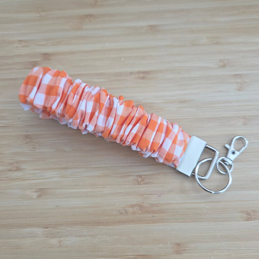 Orange Gingham - Scrunchie Wristlet Keychain