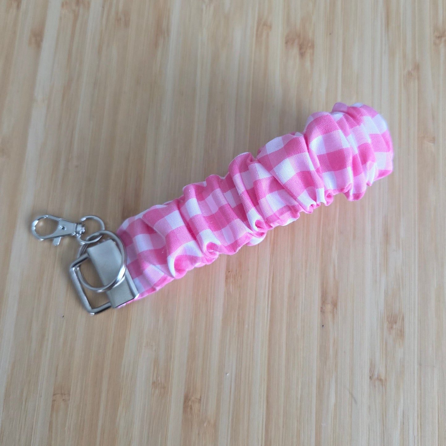 Pink Gingham - Scrunchie Wristlet Keychain