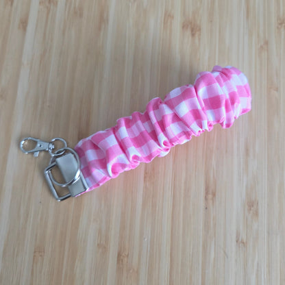 Pink Gingham - Scrunchie Wristlet Keychain