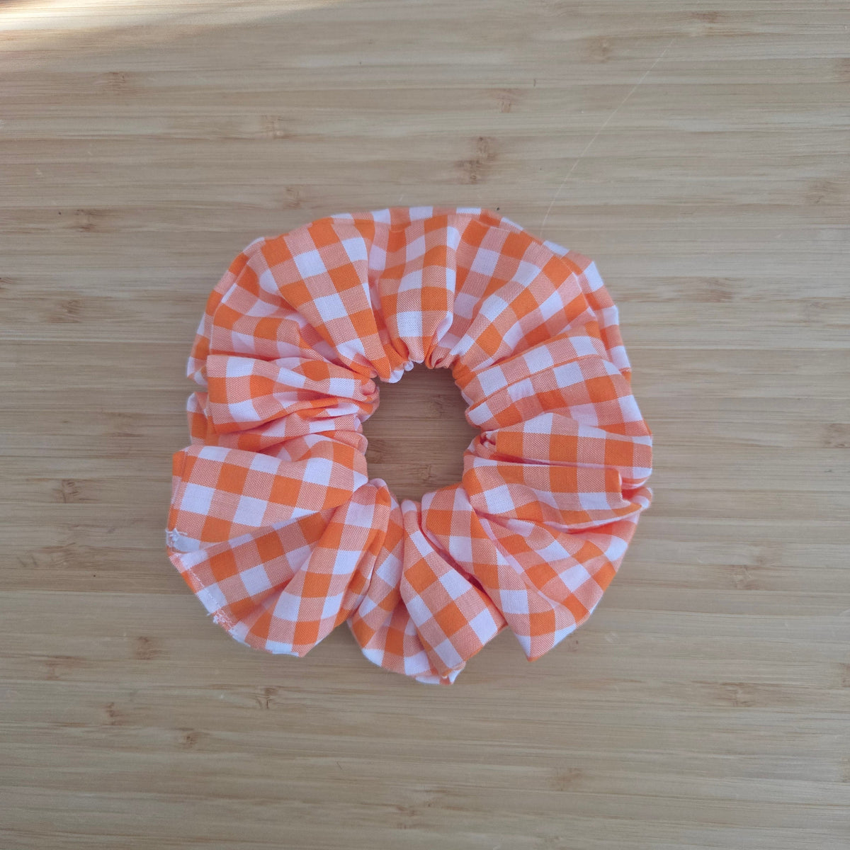 Orange Gingham- Zip & Stash Scrunchie