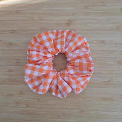 Orange Gingham- Zip & Stash Scrunchie