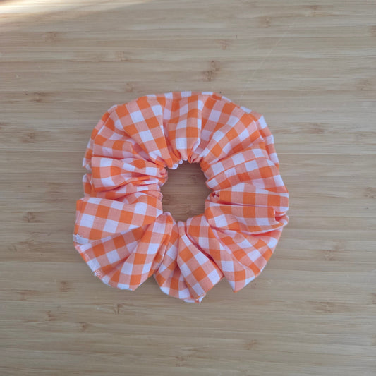 Orange Gingham- Zip & Stash Scrunchie