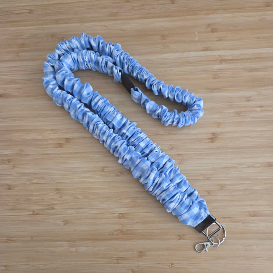 Blue Gingham- Scrunchie Lanyard
