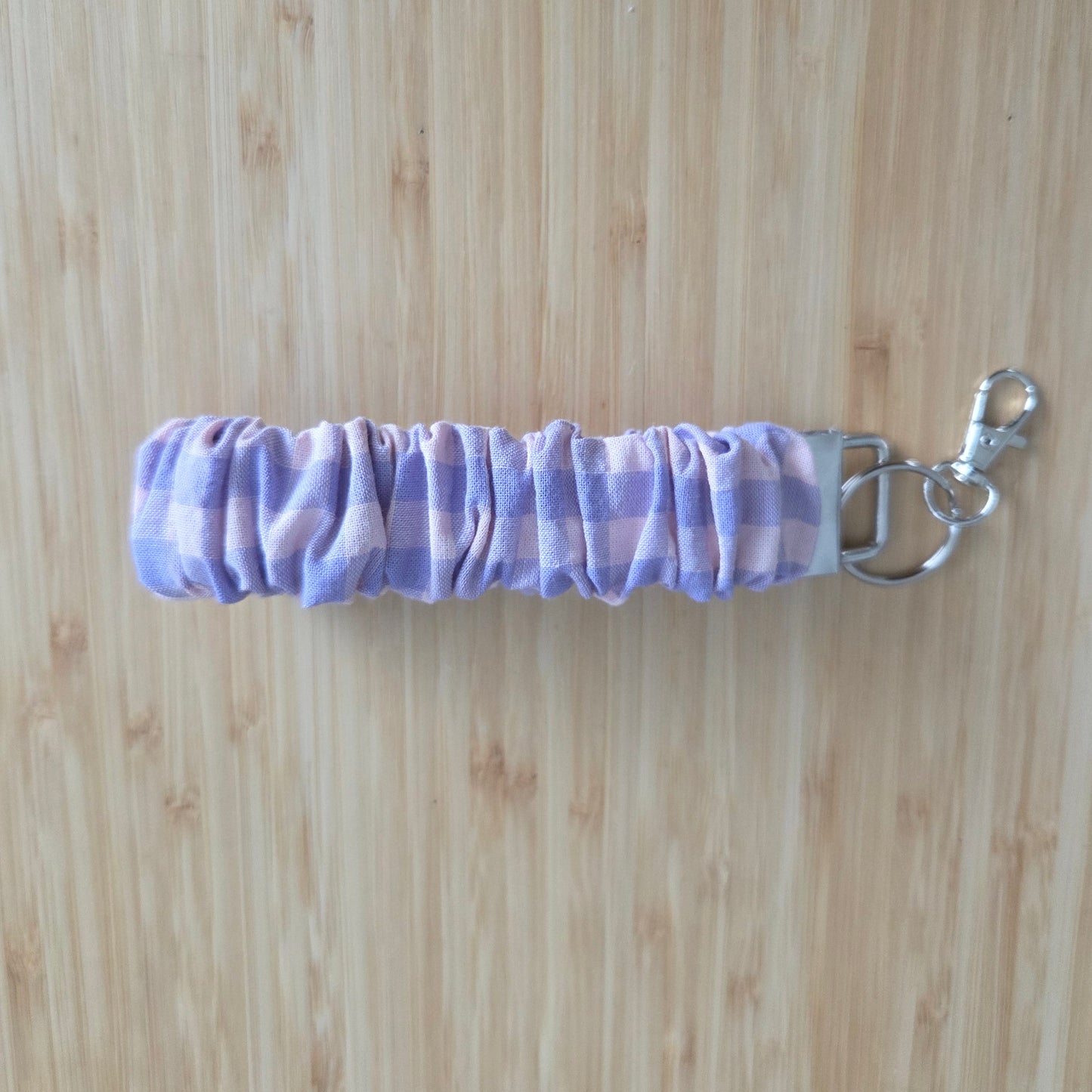Purple Gingham - Scrunchie Wristlet Keychain