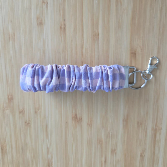 Purple Gingham - Scrunchie Wristlet Keychain