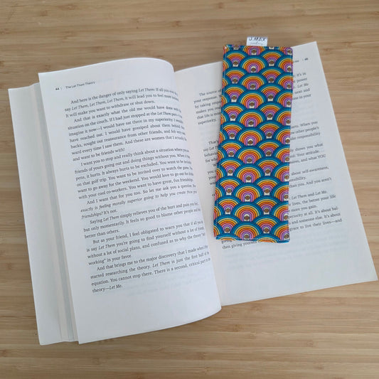 Fabric Book Mark - Rainbows &  Flowers