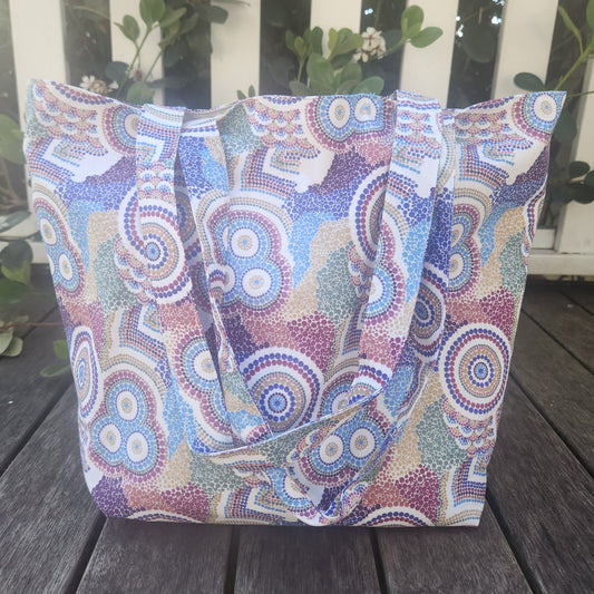 rainbow dreaming tote bag handmade fabric tote