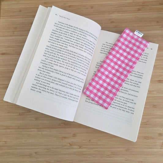 Fabric Book Mark - Pink Gingam