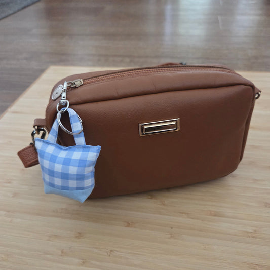 Mini Tote Keychain - Orange Gingham
