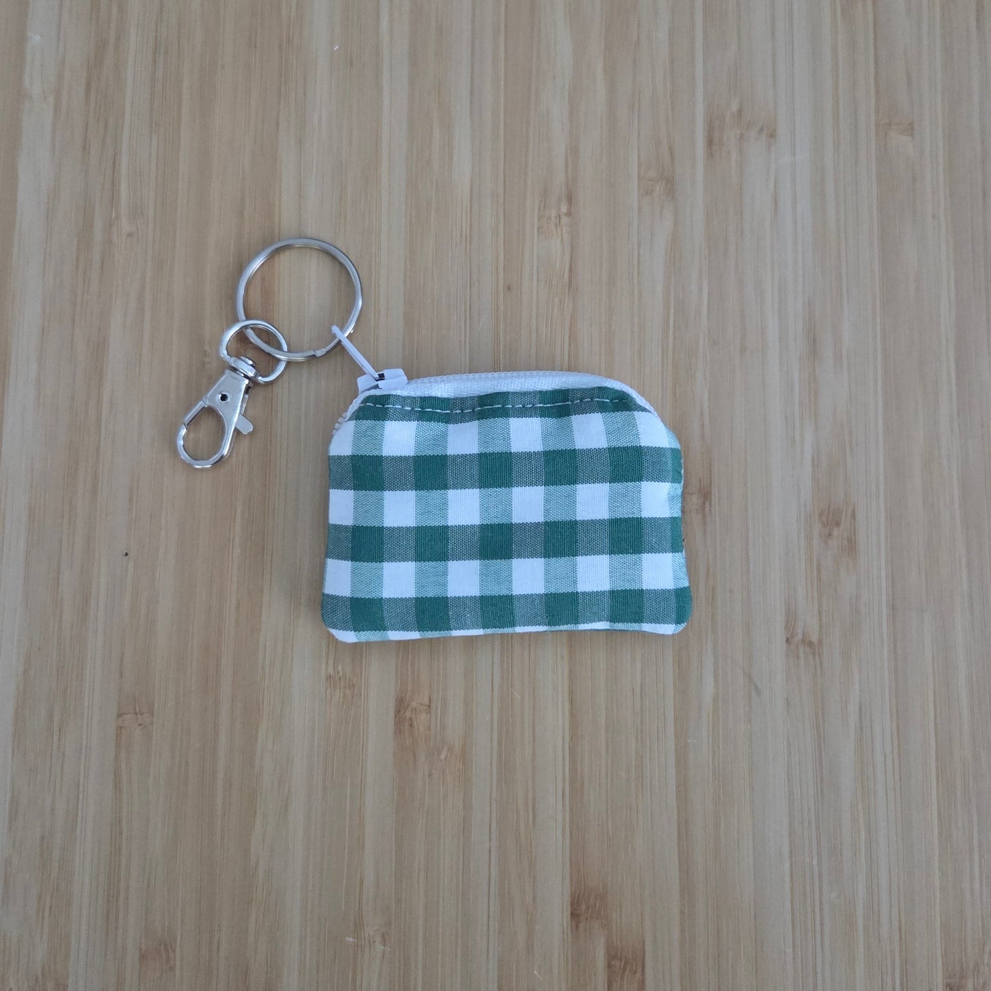 Green Gingham - Mini Coin Purse Keychain