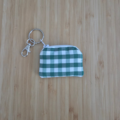 Green Gingham - Mini Coin Purse Keychain