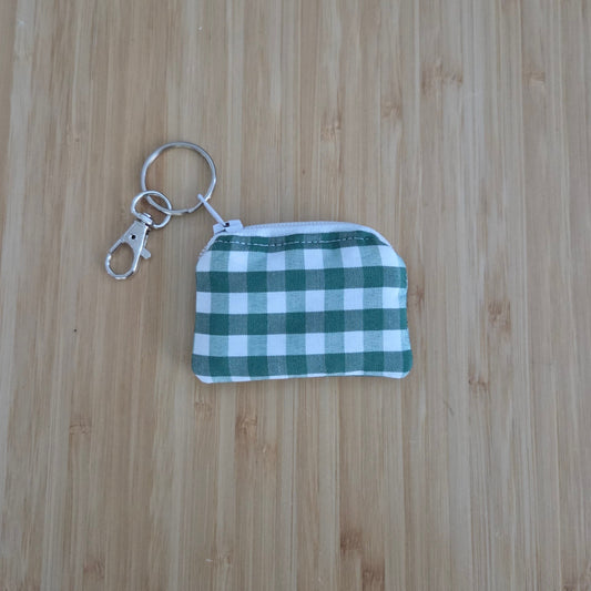 Green Gingham - Mini Coin Purse Keychain